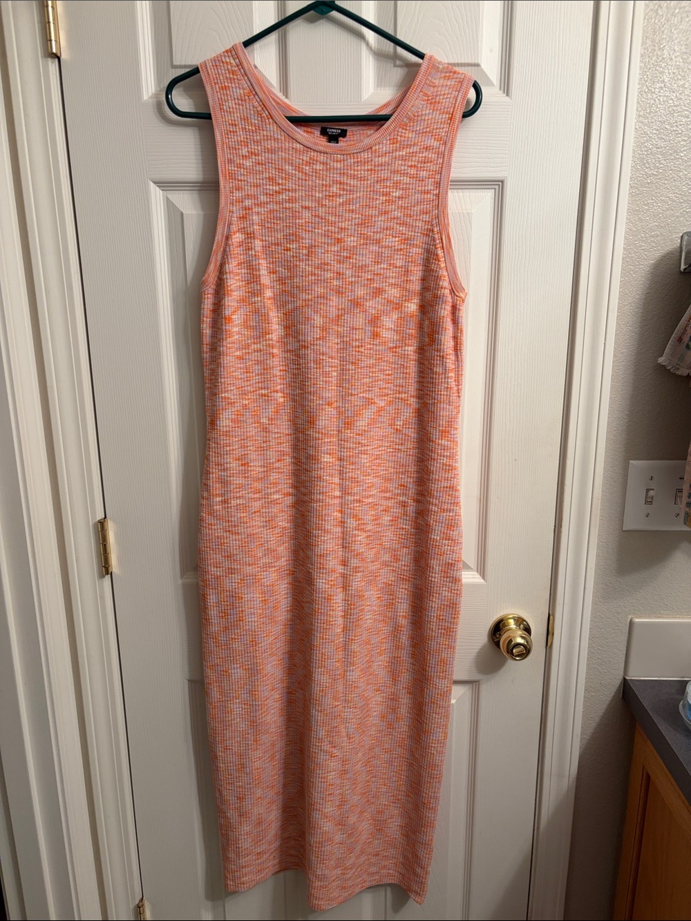 Express Sleeveless Knit Midi Dress in Orange Melange